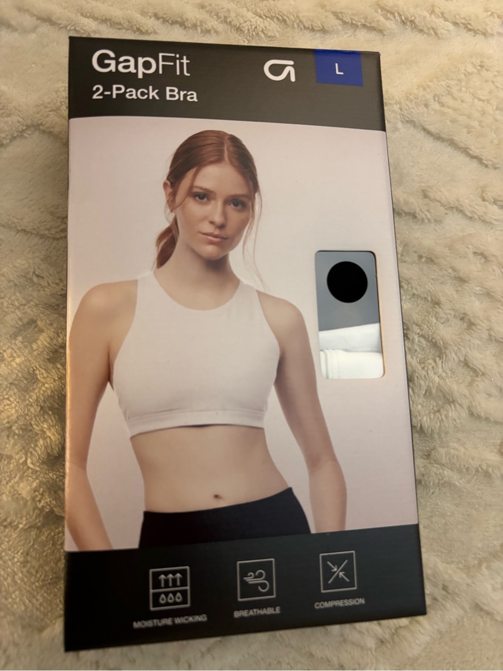 GAP FIT 2 PK White & Black Sports Bra
Size Large